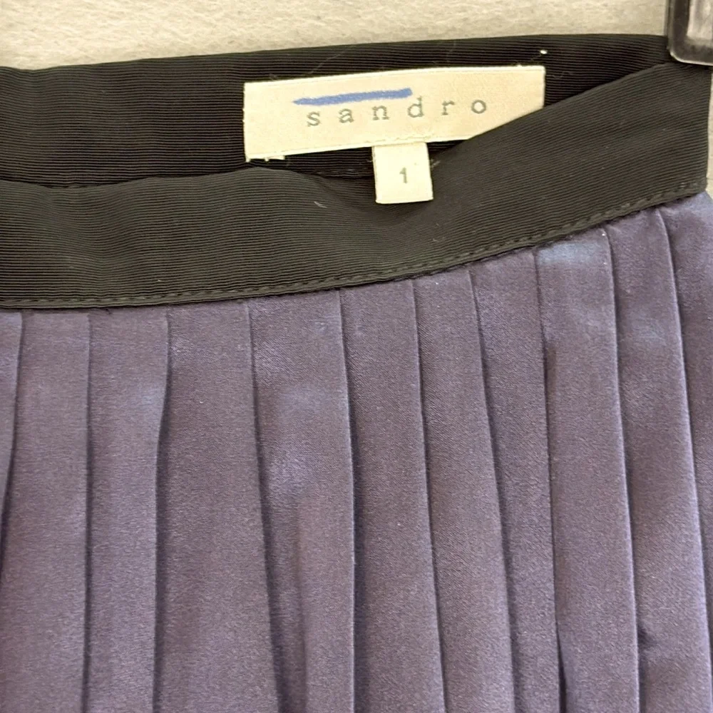 Sandro‎ - women’s 100% silk Pleated Mini  Skirt blue / purple size 1 / S